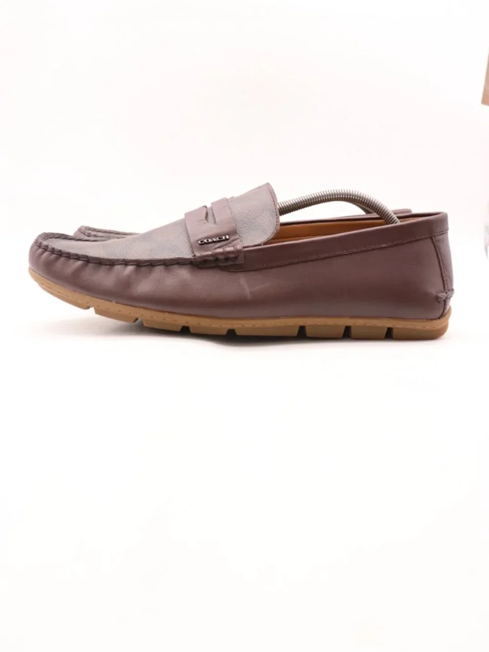 Coach Mott Driver Signature PVC Men's Size 13 D Brown Leather Slip On Loafers